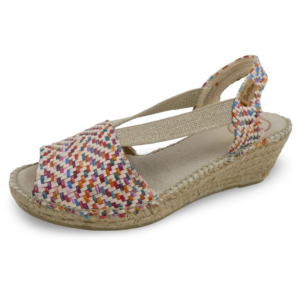 Toni Pons Women's US 7.5 / EU 38 Multicolor Embroidered Wedge Espadrille Sandals